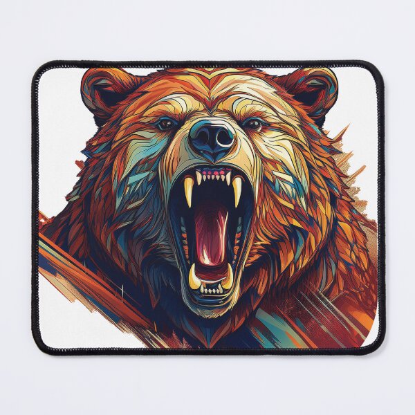 Item preview, Huge Grizzly roaring head showing enormous fungs designed and sold by Quantum Ink Designs.