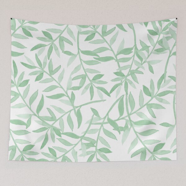 Item preview, Pastel Mint Green Watercolor Leaves designed and sold by TheSwimmingOwl.