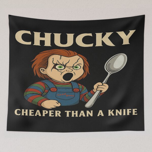 Item preview, Chucky & The Spoon – Horror Parody T-Shirt designed and sold by Tip of the slung.