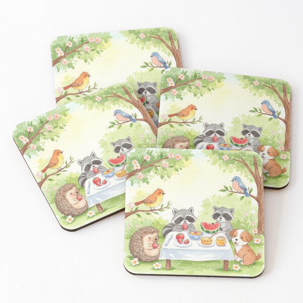 Item preview, Springtime Animal Brunch Watercolor Scene  designed and sold by NoraGraceCo.