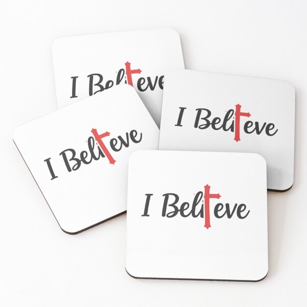 Item preview, I Believe with a Bold Red Cross Graphic designed and sold by Faithloveshop.