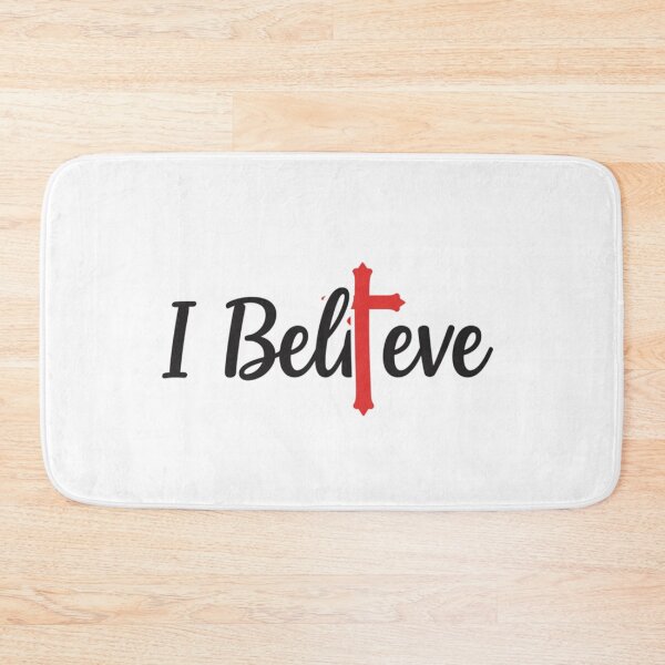 Item preview, I Believe with a Bold Red Cross Graphic designed and sold by Faithloveshop.