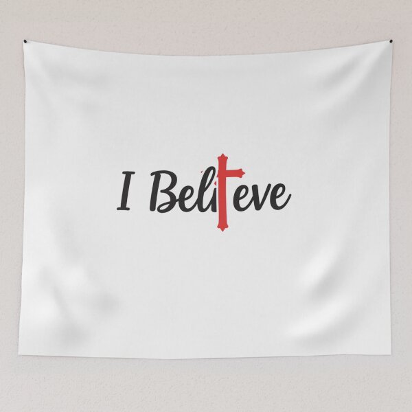 Item preview, I Believe with a Bold Red Cross Graphic designed and sold by Faithloveshop.