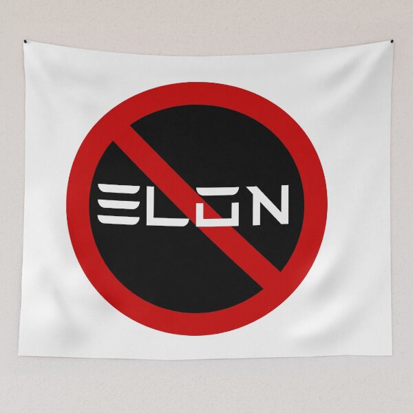 Item preview, NO ELON! Round Anti-Elon Musk Bumper black Decal For Tesla Owners!   designed and sold by BrightNook.