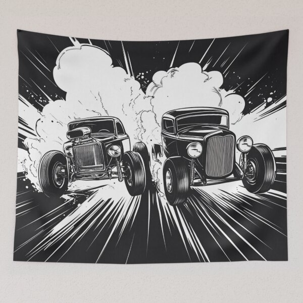 Item preview, Impresión artística de dos coches hot rod en estilo caricatura designed and sold by dcrc.