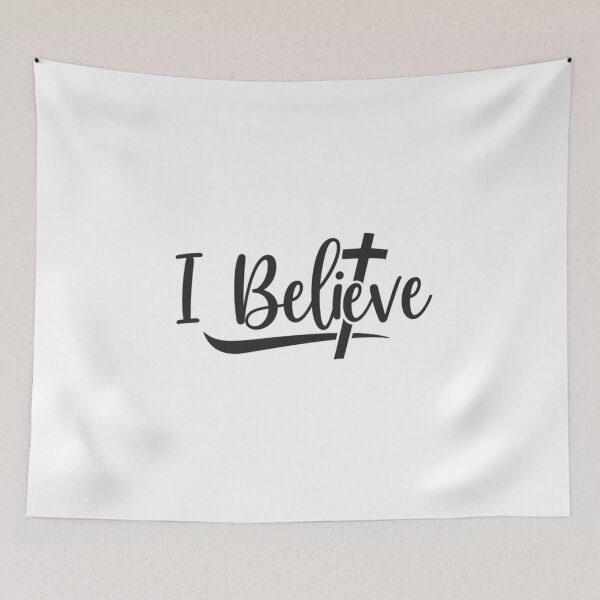 Item preview,  I Believe Simple Script with Subtle Cross designed and sold by Faithloveshop.