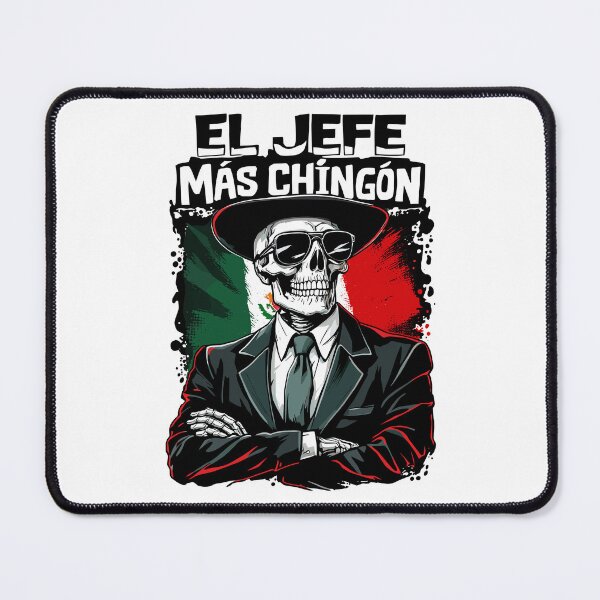 Item preview, El Jefe Más Chingón – Boss Skull with Mexican Flag designed and sold by BeamiCreations.