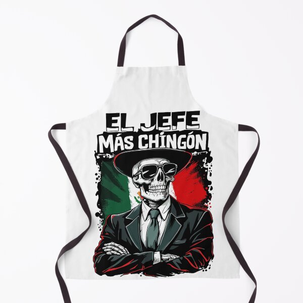 Item preview, El Jefe Más Chingón – Boss Skull with Mexican Flag designed and sold by BeamiCreations.