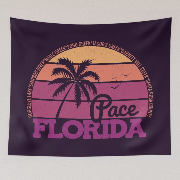 Item preview, Logotipo del orgullo local del atardecer retro de Pace Florida designed and sold by CRHPOD20.