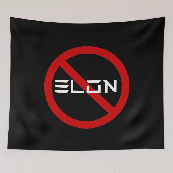 Item preview, NO ELON! Round Anti-Elon Musk Bumper Decal For Tesla Owners white text!  designed and sold by BrightNook.