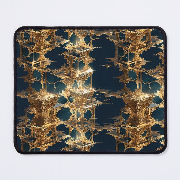 Item preview, Intricate Golden Architectural Structures Against a Dark Backdrop designed and sold by CoolPixels.