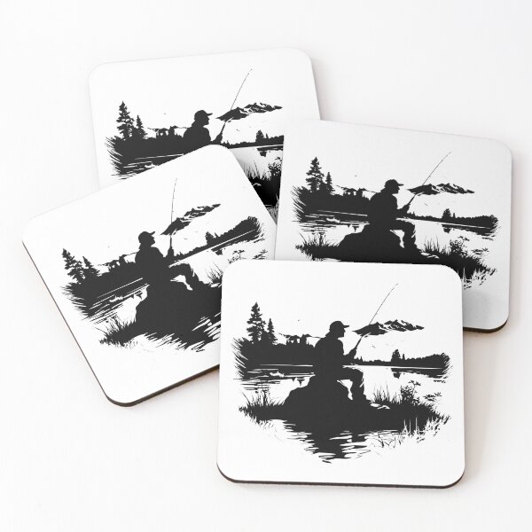 Item preview, Man Fishing Lake Riverbank Angler Shore Fisherman Water Recreation  designed and sold by inkoutninja.