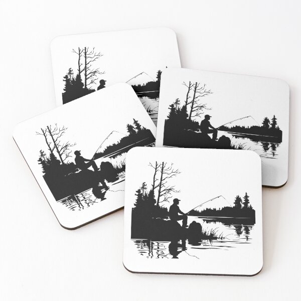 Item preview, Man Fishing Lake Riverbank Angler Shore Fisherman Water Recreation  designed and sold by inkoutninja.