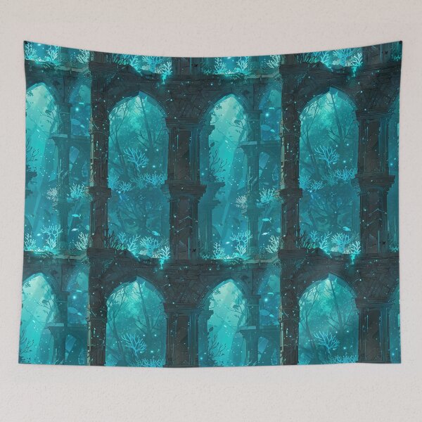 Item preview, Underwater Ruins with Coral in a Mystic Ocean Scene designed and sold by CoolPixels.