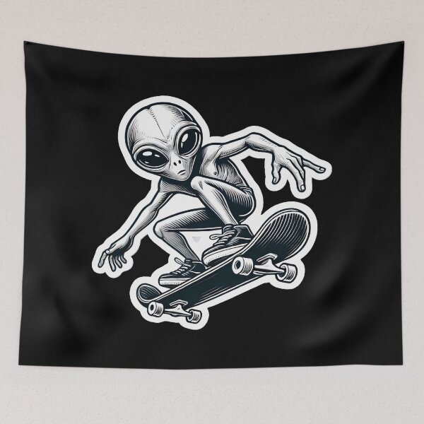 Item preview, Skateboarding Alien designed and sold by PinUpPizzazz.