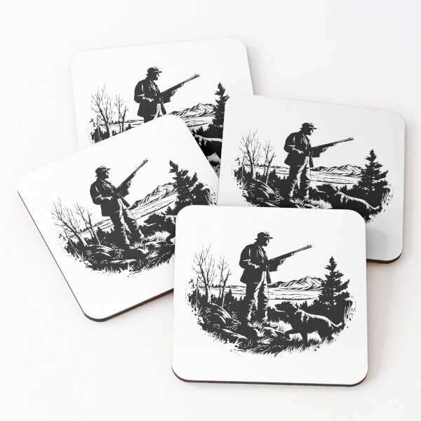 Item preview, Man Hunting Tracker Dog Rifleman Poacher Game Scene  designed and sold by inkoutninja.