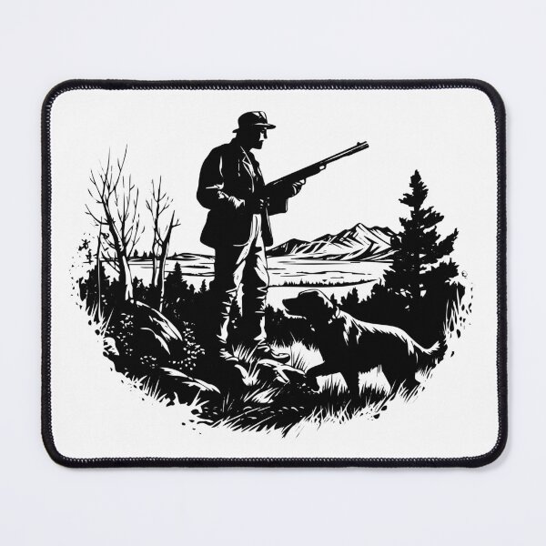 Item preview, Man Hunting Tracker Dog Rifleman Poacher Game Scene designed and sold by inkoutninja.