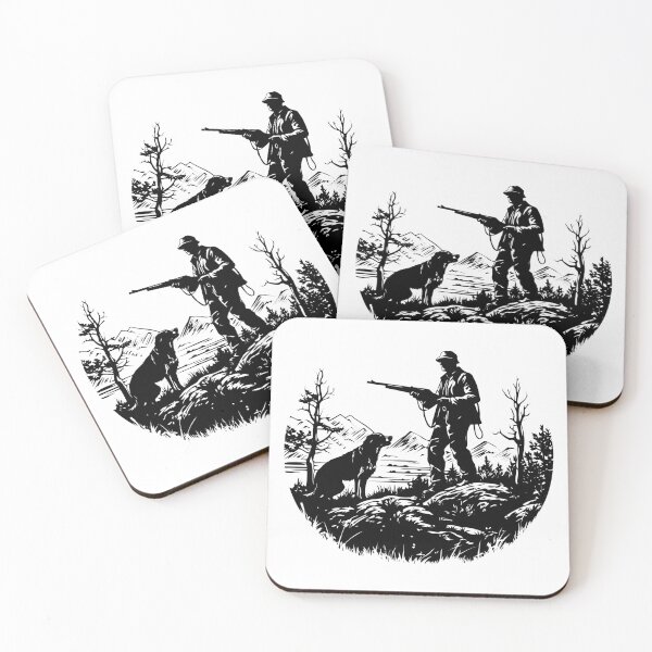 Item preview, Man Hunting Tracker Dog Rifleman Poacher Game Scene  designed and sold by inkoutninja.