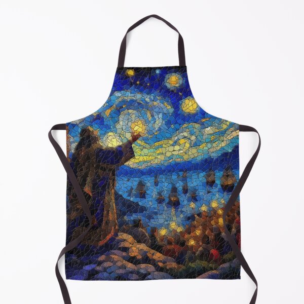 Item preview, Celestial Blessing – Stained Glass Starry Night with Medieval Priest and Ships designed and sold by LuxuryApparels.