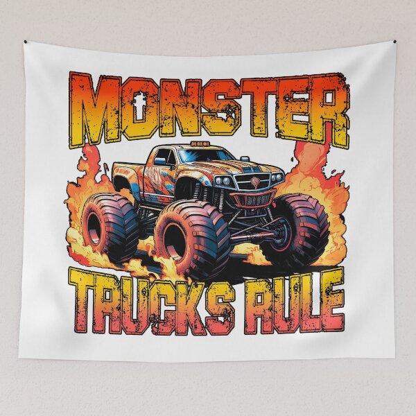Item preview, Monster Truck Rules sticker, cute 80s comic design, ideal as a gift for boyfriend or girlfriend designed and sold by UrbanTRIP.