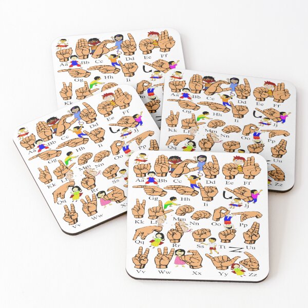 Item preview, ASL Alphabet Kids Cute American Sign Language Cartoon designed and sold by SandyMDesigns.
