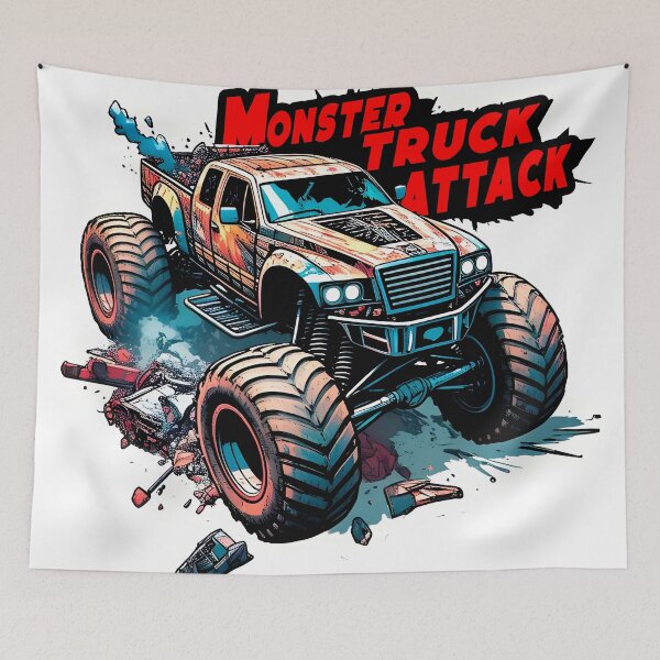 Item preview, Monster truck attack sticker, 80s comic design, ideal for a gift designed and sold by UrbanTRIP.