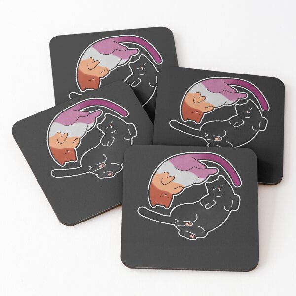 Item preview, Lesbian Cat Yin Yang LGBT Gay Pride Flag designed and sold by Clara Hollins.