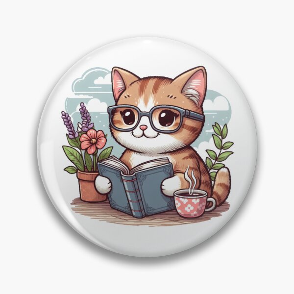 Item preview, A cute cat with a book and a coffee designed and sold by Mahilis.