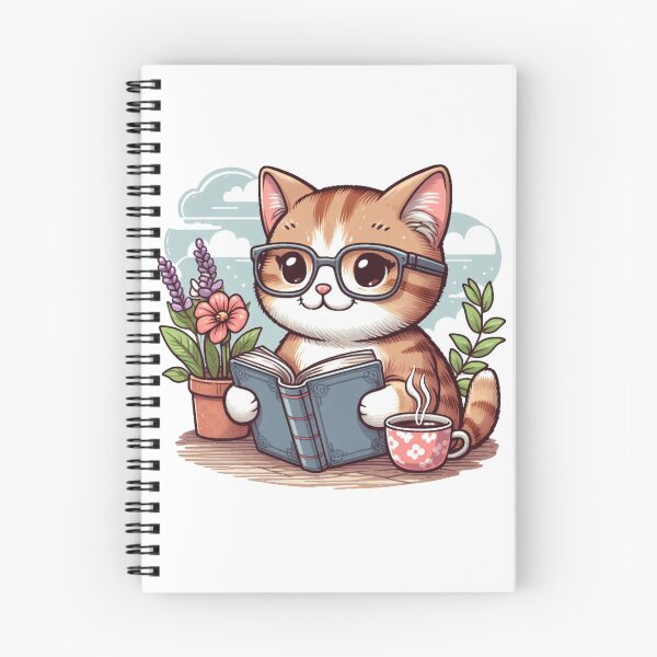 Item preview, A cute cat with a book and a coffee designed and sold by Mahilis.