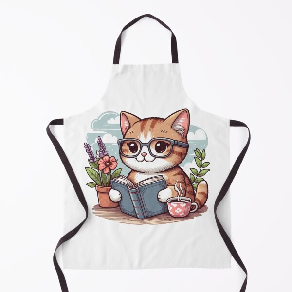 Item preview, A cute cat with a book and a coffee designed and sold by Mahilis.