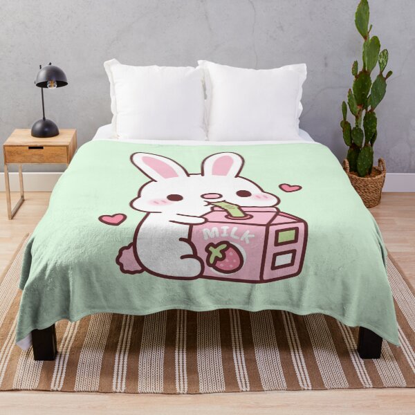 Item preview, Cute White Bunny Loves Drinking Strawberry Milk designed and sold by rustydoodle.