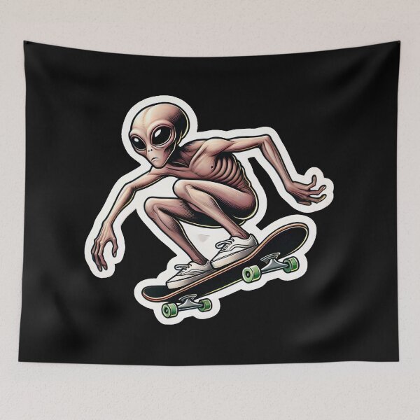 Item preview, Skateboarding Alien designed and sold by PinUpPizzazz.
