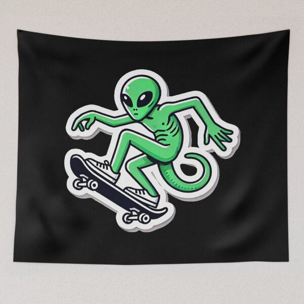 Item preview, Skateboarding Alien designed and sold by PinUpPizzazz.