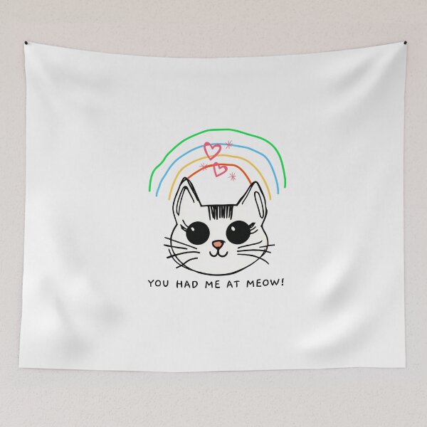 Item preview, You had me at meow!. Goofy, weird and fun artwork by wonkydoodlein. Funny cat t-shirt. Version 1 designed and sold by wonkydoodleink.