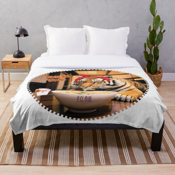 Item preview, Tiger eating Ramen noodles with a Beckoning cat designed and sold by SharpDigiDesign.