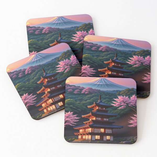Item preview, Japanese Pagoda Under Mount Fuji at Sunset designed and sold by Mindful56.