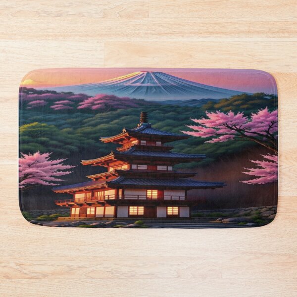 Item preview, Japanese Pagoda Under Mount Fuji at Sunset designed and sold by Mindful56.