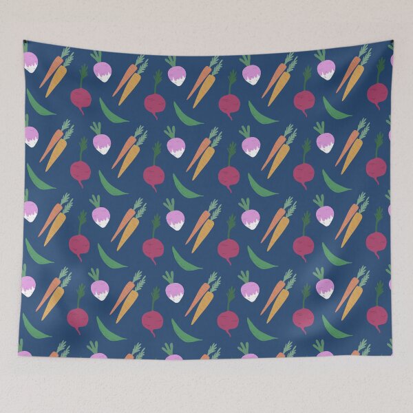 Item preview, Colourful veggie pattern on dark background designed and sold by perfectrooster.