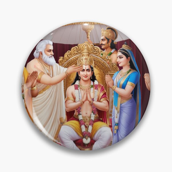 Item preview, Rama Pattabhishekam - Crowning of Lord Rama - an auspicious scene from Valmiki Ramayana - Oil painting like Digital art designed and sold by PunArtistry.