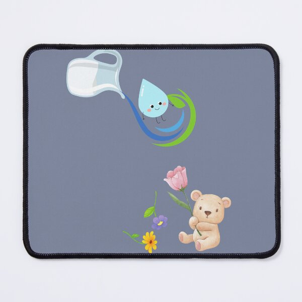 Item preview, Cute Bear with Flower & Water Drop | Kawaii Nature Love Illustration designed and sold by Nadia-joy.