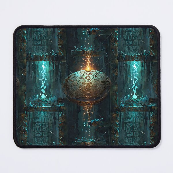 Item preview, Mysterious Ancient Structure Illuminated by Glowing Blue and Golden Lights designed and sold by CoolPixels.