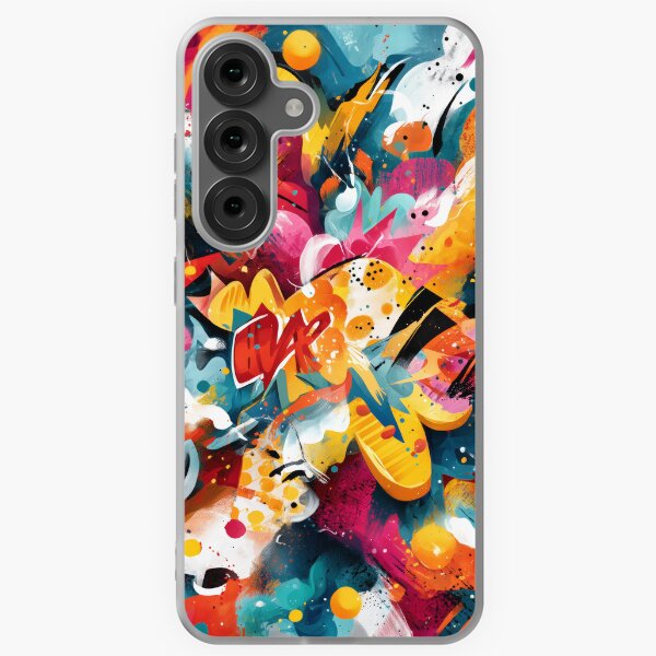 Item preview, abstract comic-style bursts in bright pop art graffiti style, layered spray paint textures designed and sold by DKLuxestudio.