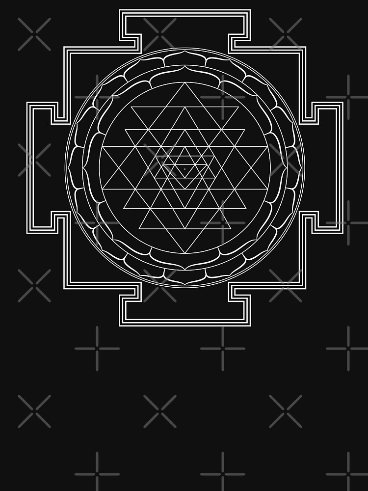 Thumbnail 7 of 7, Classic T-Shirt, Sri Yantra Mandala (in white) designed and sold by ANGELSONLY.