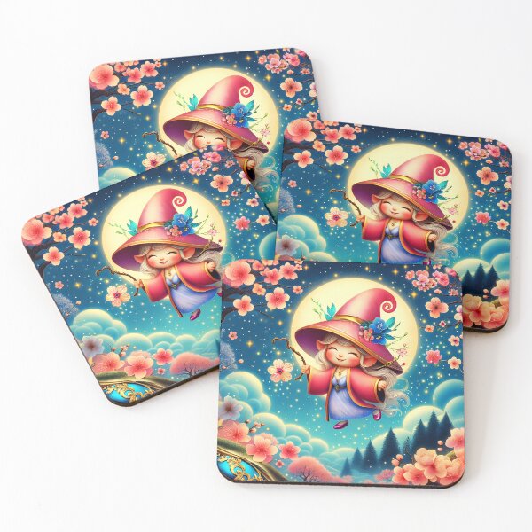 Item preview, Sakura spell - cute fairy girl creating magic spell to bloom Sakura cherry trees in Spring digital illustration designed and sold by EvaAngel.