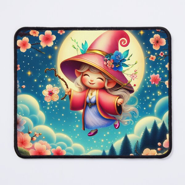 Item preview, Sakura spell - cute fairy girl creating magic spell to bloom Sakura cherry trees in Spring digital illustration designed and sold by EvaAngel.