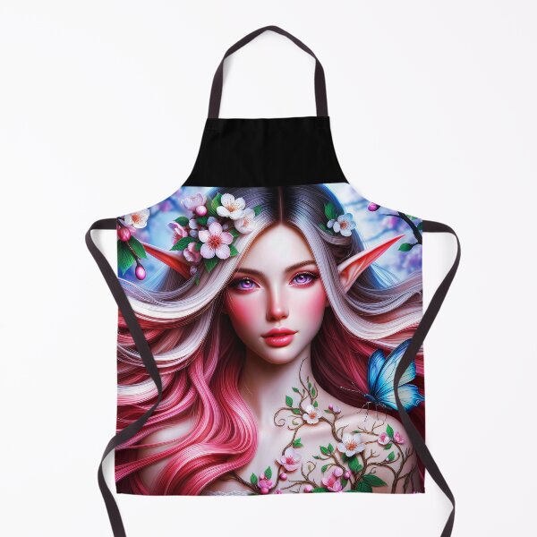Item preview, Sakura Fae - beautiful ethereal fairy girl with a blue butterfly on shoulder under Sakura cherry trees in Spring digital illustration designed and sold by EvaAngel.