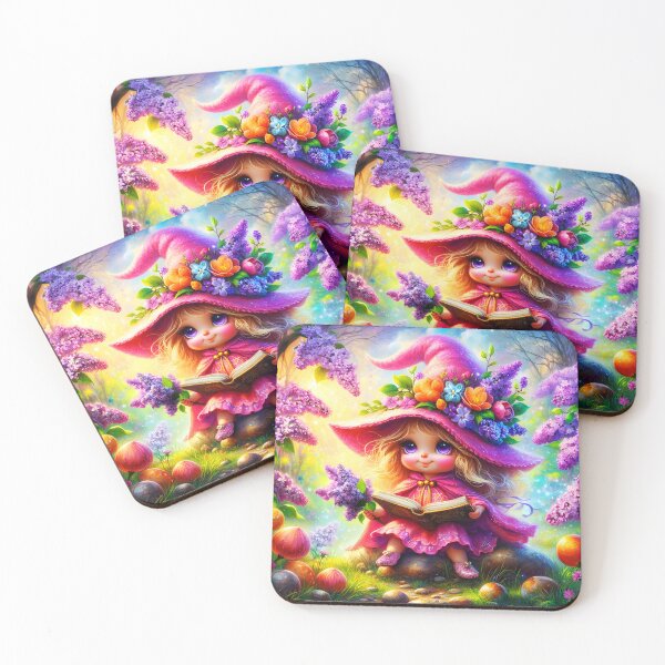 Item preview, Lilacs spell - cute fairy girl creating magic spell to bloom purple Lilacs flowers in May Spring digital illustration designed and sold by EvaAngel.