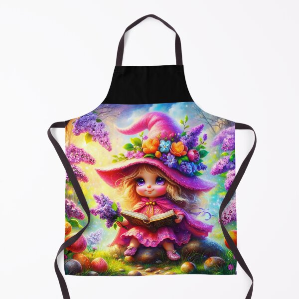 Item preview, Lilacs spell - cute fairy girl creating magic spell to bloom purple Lilacs flowers in May Spring digital illustration designed and sold by EvaAngel.