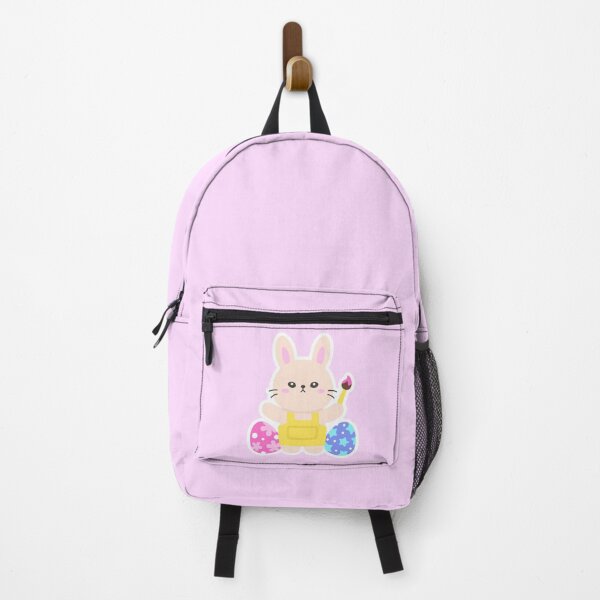 Item preview, Cute Easter Bunny Standing with Paintbrush and Colorful Eggs designed and sold by BubiStudio.
