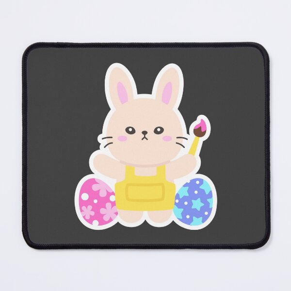 Item preview, Cute Easter Bunny Standing with Paintbrush and Colorful Eggs designed and sold by BubiStudio.